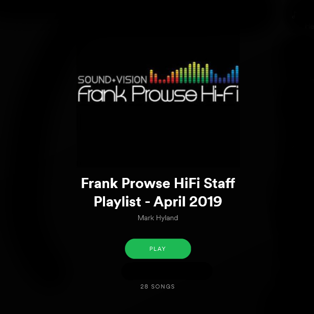 Frank Prowse Playlist - April 2019